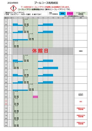 2024年度プールコース使用状況 8月のサムネイル