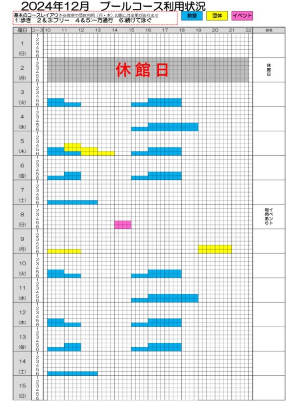 2024年度プールコース使用状況　11月のサムネイル